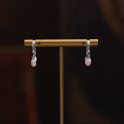 Pearl Drop Hoop Earrings - Elegant Design